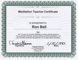 Gold Wing Psychic Ron Bell - Meditation Teacher Certificate